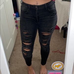 Black Ripped American Eagle Jeggings